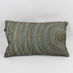 Newport Beaded Throw Pillow Cushion Turquoise Gold Beads 11" x 19"
