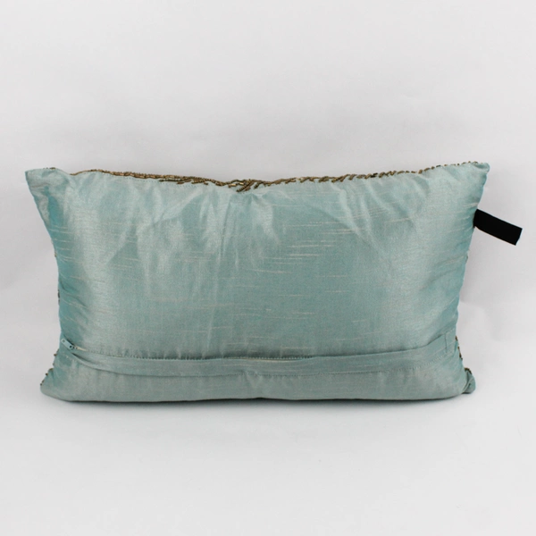 Newport Beaded Throw Pillow Cushion Turquoise Gold Beads 11" x 19"