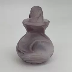  Swirled Art Glass Jar With Lid Lavender And White