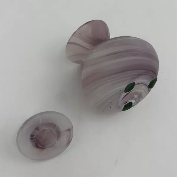  Swirled Art Glass Jar With Lid Lavender And White