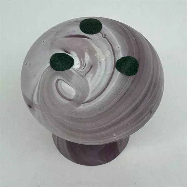  Swirled Art Glass Jar With Lid Lavender And White