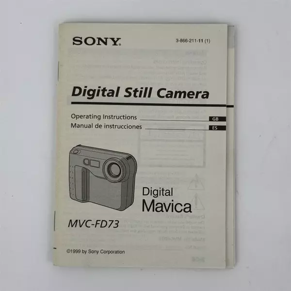 Sony Digital Mavica MVC-FD73 Camera Manual Only 1999