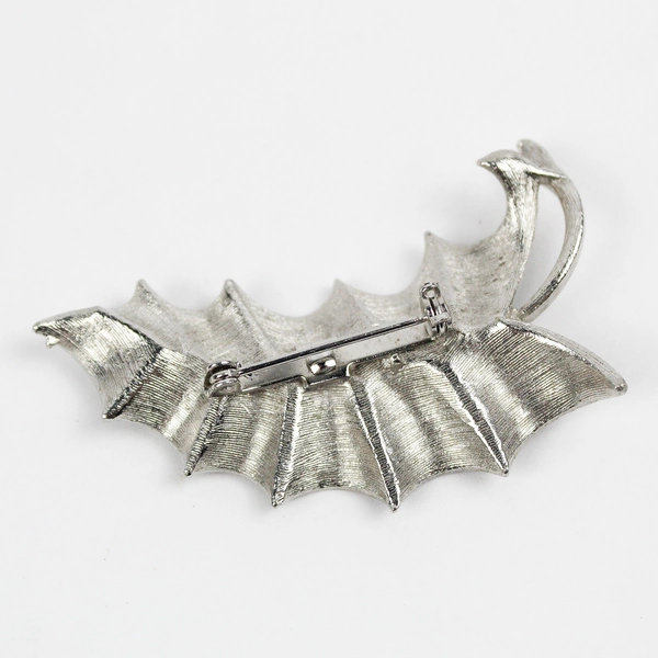 Vintage Silver Tone Metal Leaf Brooch 2.5" Women's Jewelry