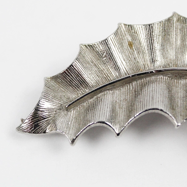 Vintage Silver Tone Metal Leaf Brooch 2.5" Women's Jewelry