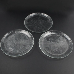 Lot Of 3 Arcoroc Canterbury Pattern Clear Glass Dinner Plates 10.75" Diameter