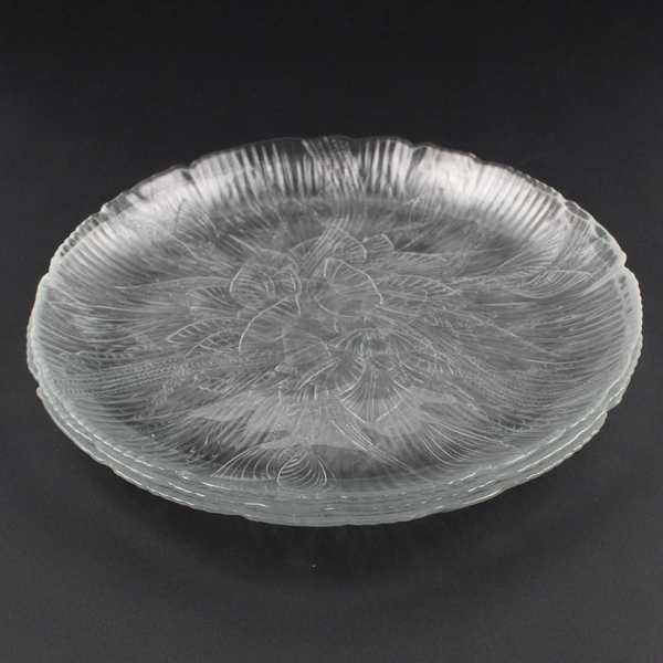 Lot Of 3 Arcoroc Canterbury Pattern Clear Glass Dinner Plates 10.75" Diameter