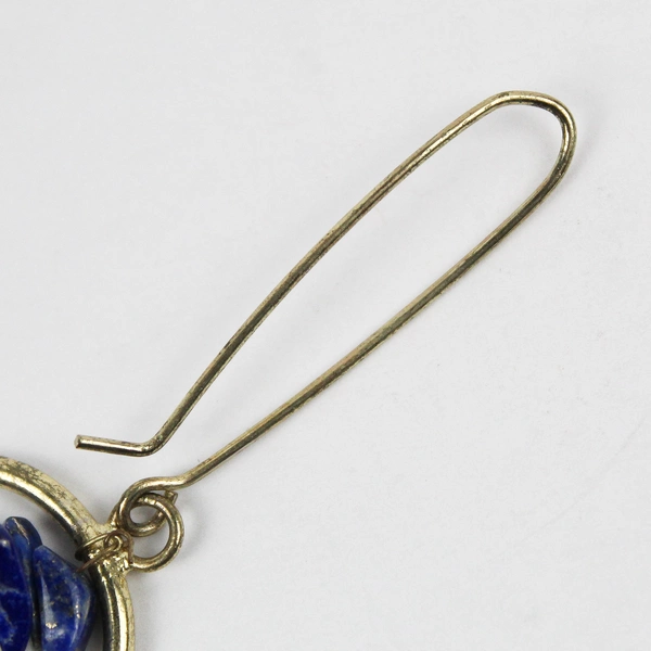 Blue Sodalite Chip Gold-Tone Dangle Earrings