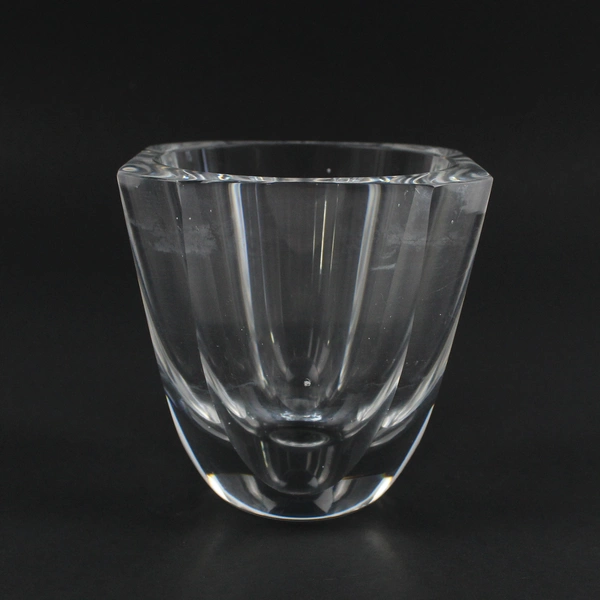 Orrefors Small Clear Crystal Vase 4" Tall Swedish Glasswork Scandinavian Signed