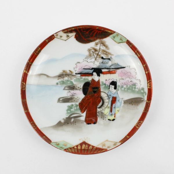 Unbranded Handmade Kutani Style Japanese Demitasse Saucer Decorative Plate 5.5"