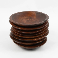 Lot Of 8 Unbranded Handmade Carved Wood Small Salad Plates About 7.25" Diameter