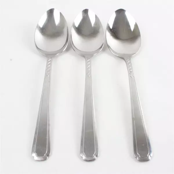 Set of 3 Oneida Flight Stainless Deluxe Oval Soup Spoons 7-1/4" Glossy