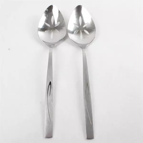 Set of 2 Oneida Flight Pierced Stainless Tablespoons by Community 8.25"