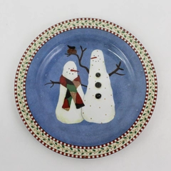 1997 Sakura Debbie Mumm SNOWMAN Christmas Holiday  Salad Dessert Plate 8"
