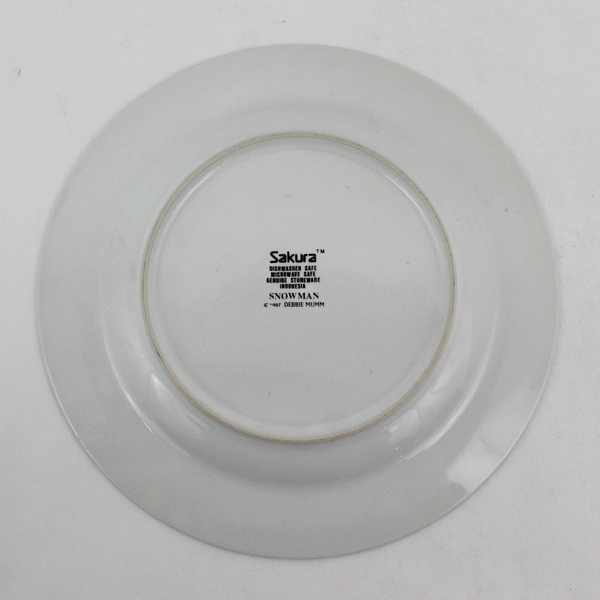 1997 Sakura Debbie Mumm SNOWMAN Christmas Holiday  Salad Dessert Plate 8"