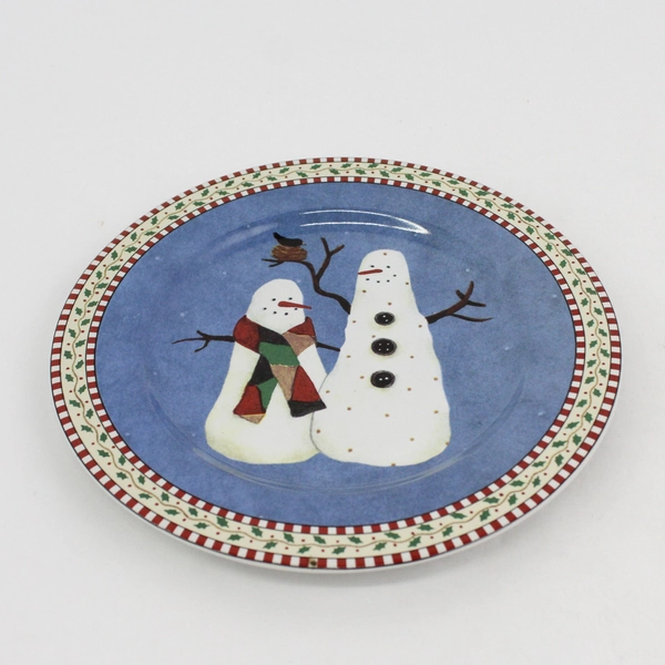 1997 Sakura Debbie Mumm SNOWMAN Christmas Holiday  Salad Dessert Plate 8"