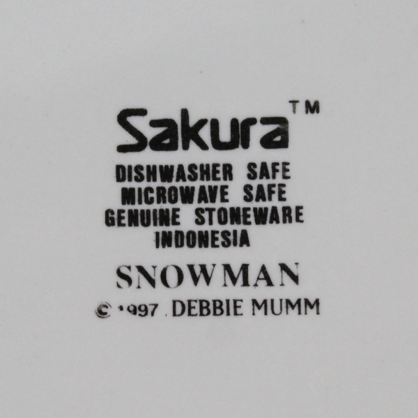 1997 Sakura Debbie Mumm SNOWMAN Christmas Holiday  Salad Dessert Plate 8"