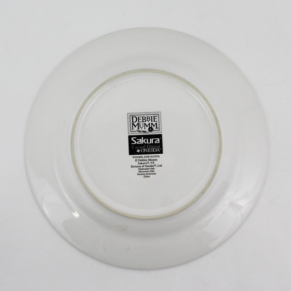 1998 Sakura Debbie Mumm Woodland Santa Plate Salad Dessert Holiday Christmas 8"