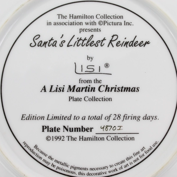 Hamilton Collection Lisi Martin Santa's Littlest Reindeer Christmas Plate