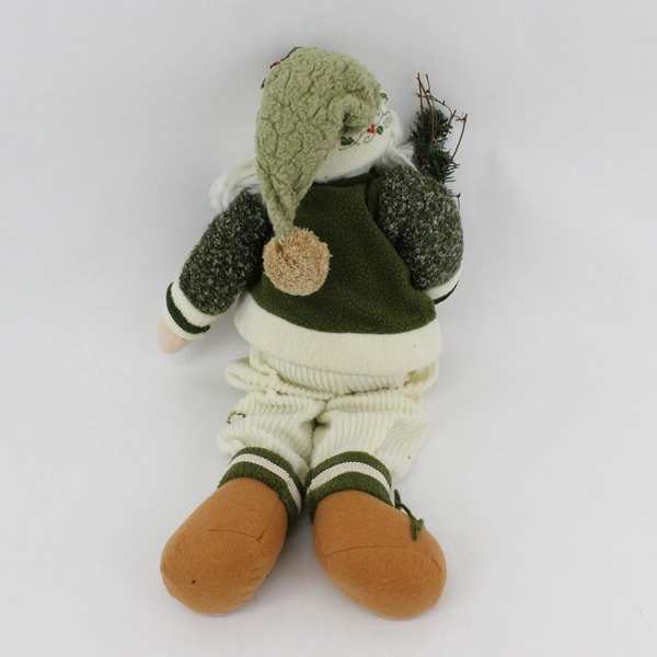 21" Fabric Woodland Santa Shelf Sitter Figurine Holly Pattern China