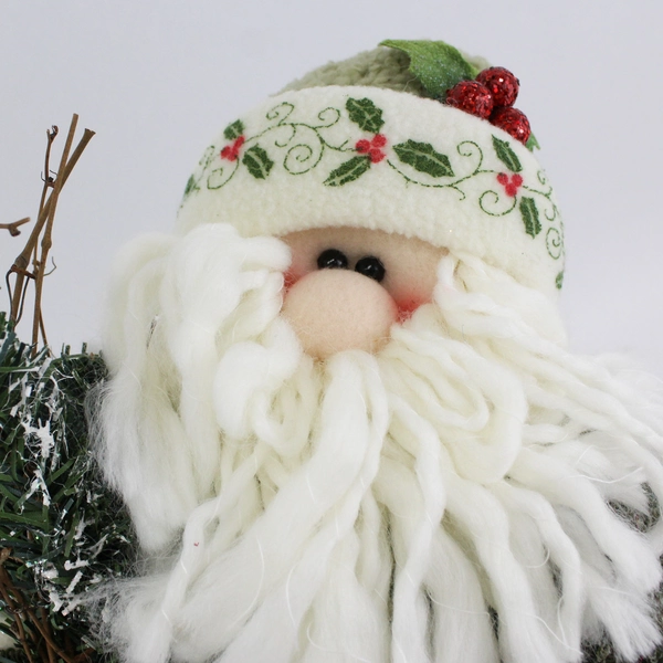 21" Fabric Woodland Santa Shelf Sitter Figurine Holly Pattern China