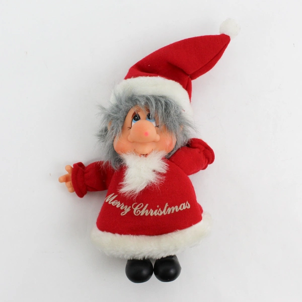 1983 Applause Russ Christmas Troll Elf Gnome Hanging Ornament Gray Hair Santa 8"