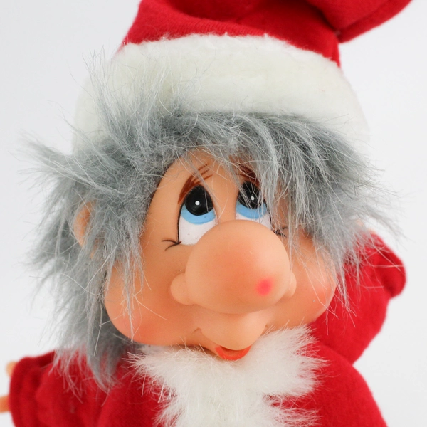 1983 Applause Russ Christmas Troll Elf Gnome Hanging Ornament Gray Hair Santa 8"