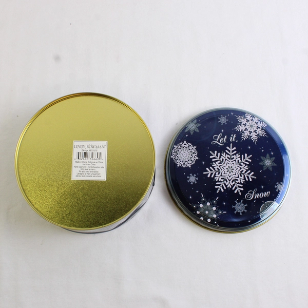 Lindy Bowman Co. Round Snowflake Cookie Tin 6"