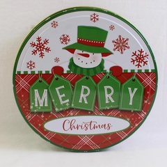 Lindy Bowman Co. Round Christmas Snowman Cookie Tin 7.5"