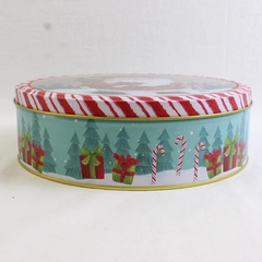 Lindy Bowman Co. Round Christmas Santa Claus Cookie Tin 8.5"
