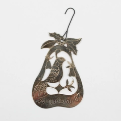 Vintage Brass Christmas Ornament Partridge in a Pear Tree Engraved 1987