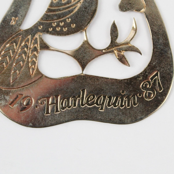 Vintage Brass Christmas Ornament Partridge in a Pear Tree Engraved 1987