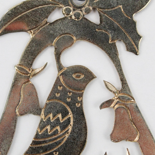 Vintage Brass Christmas Ornament Partridge in a Pear Tree Engraved 1987