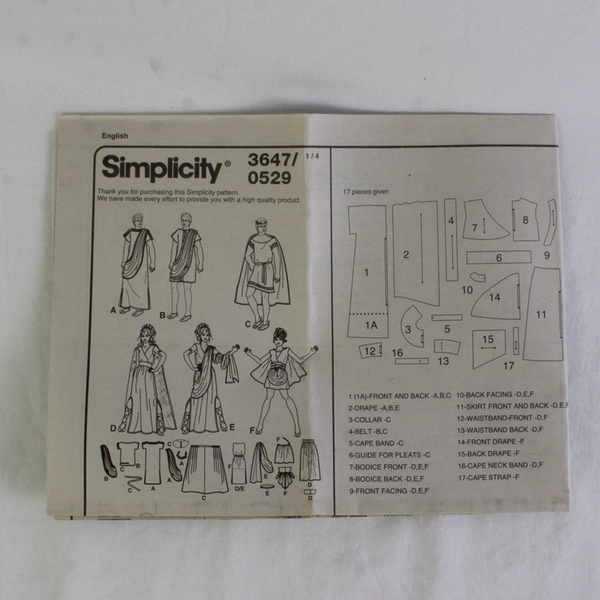 Simplicity Andrea Schewe 3647 Costumes For Adults Women/Men A (XS, S, M, L, XL)
