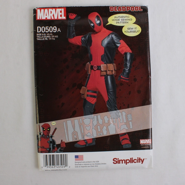 Simplicity Marvel D0509 Deadpool Costume Mens Size A (XS, S, M, L, XL) 2016