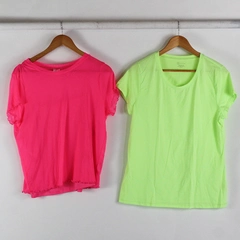 Lot of 2 No Boundaries Junior's XXL (19) Neon Layered Shirt and T-Shirt