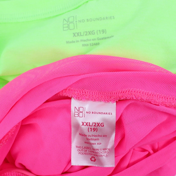 Lot of 2 No Boundaries Junior's XXL (19) Neon Layered Shirt and T-Shirt