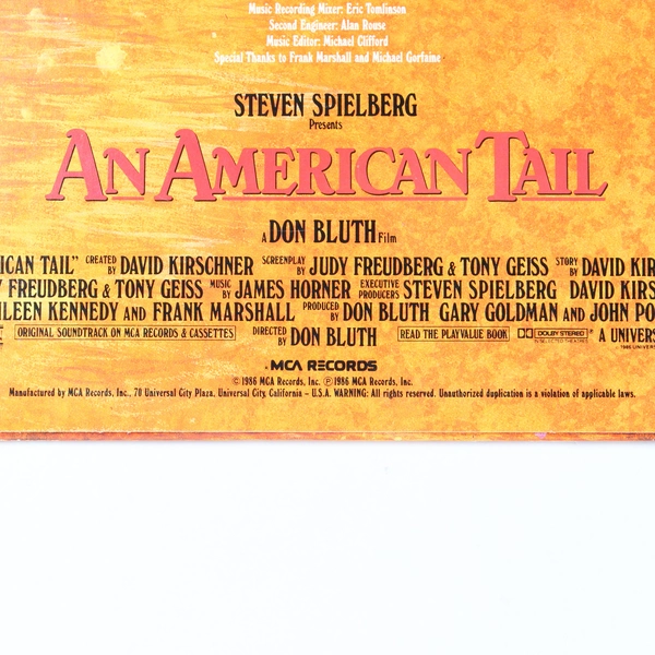 An American Tail Vinyl Record MCA 39096 James Horner and S. Spielberg 1986