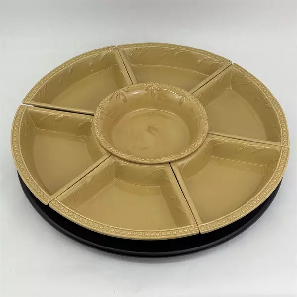 Large 8pc Signature Sorrento Gold Wheat Rotating Lazy Susan 