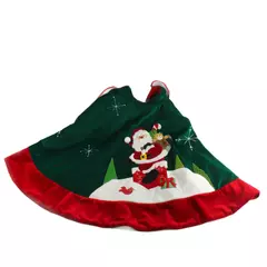 Vintage Santa Claus Tree Skirt Red & Green 3ft Diameter Holiday Decor