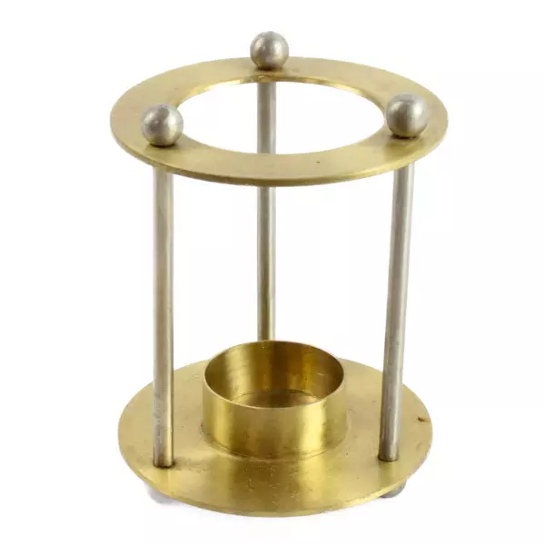 Vintage Brass Tealight Candle Warmer Holder Circular 3 Pillars 5.5"