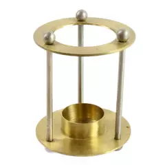 Vintage Brass Tealight Candle Warmer Holder Circular 3 Pillars 5.5"