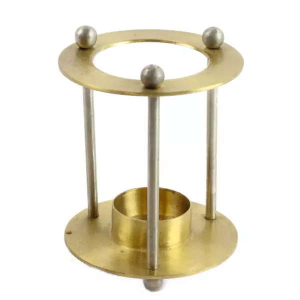 Vintage Brass Tealight Candle Warmer Holder Circular 3 Pillars 5.5"