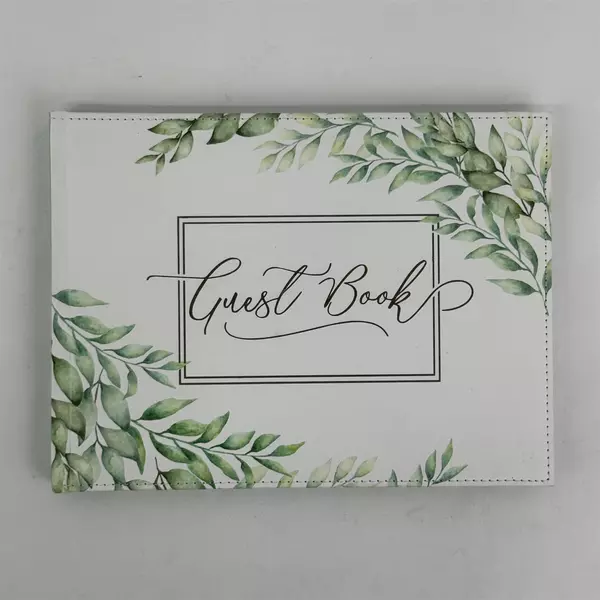 2020 Christian Art Gifts Guest Book Green Leaves Stitched White by With Love Inc