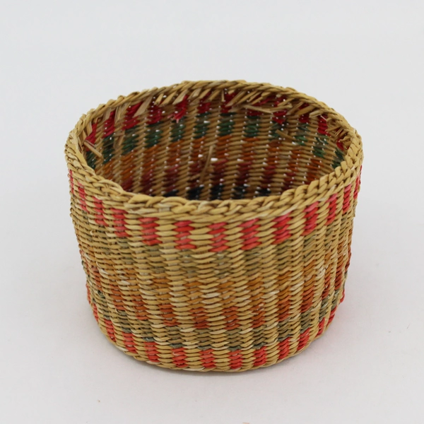Vintage Handwoven Southwestern Straw Basket With Lid