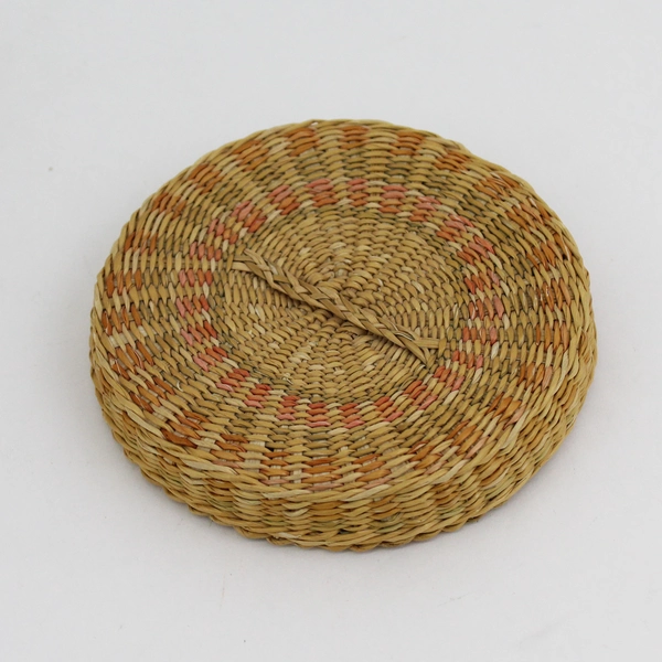 Vintage Handwoven Southwestern Straw Basket With Lid