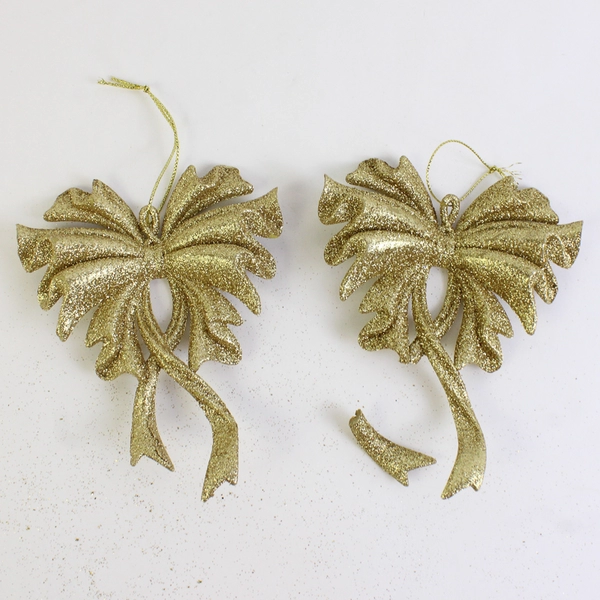 Lot of 15 Gold Glitter Christmas Ornaments Deer, Bow, Snowflake, Icicle