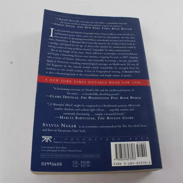 A Beautiful Mind by Sylvia Nasar Paperback Biography John Forbes Nash Jr. Good
