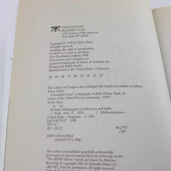 A Beautiful Mind by Sylvia Nasar Paperback Biography John Forbes Nash Jr. Good