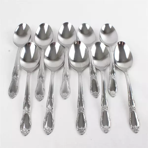 Set of 10 Oneida Fenway Place Silver Oval Soup Spoons 6.75" 
