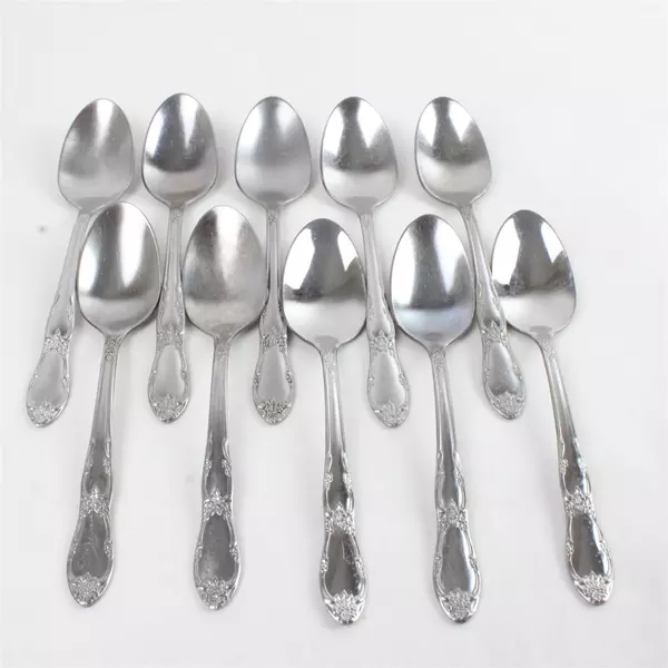 Set of 10 Oneida Silver Fenway Dessert Oval Soup Spoons - Stainless, 6"